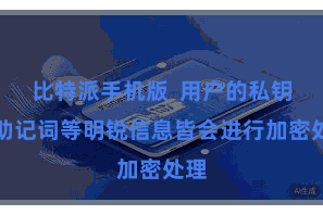 比特派手机版  用户的私钥和助记词等明锐信息皆会进行加密处理